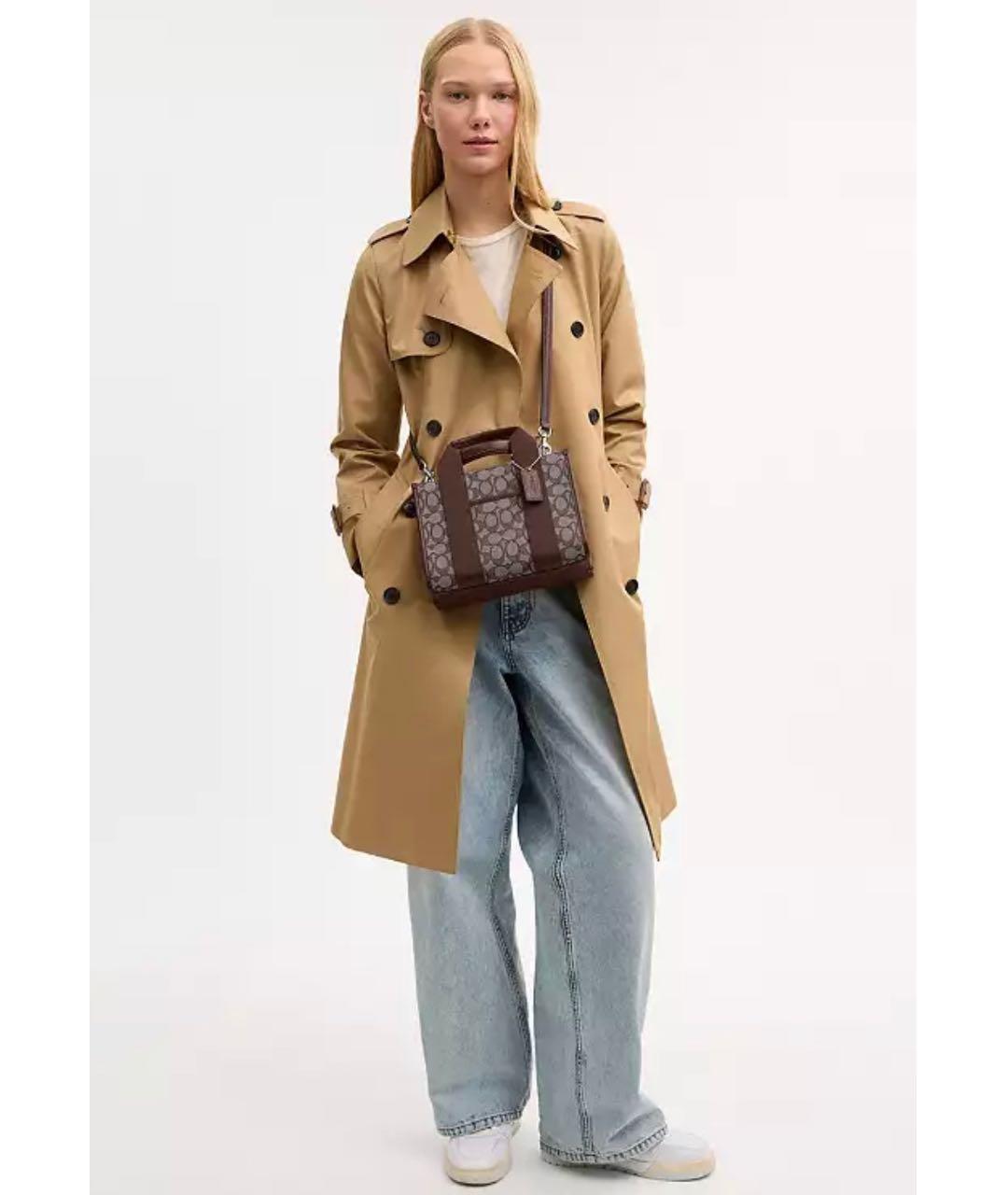 COACH Коричневая жаккардовая сумка тоут, фото 6