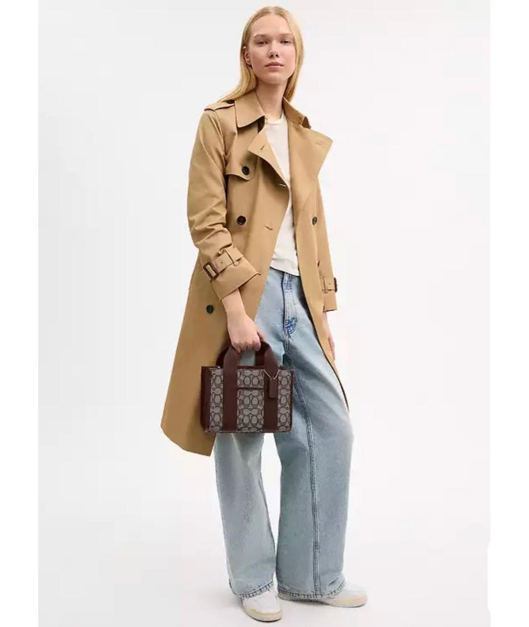 COACH Коричневая жаккардовая сумка тоут, фото 7