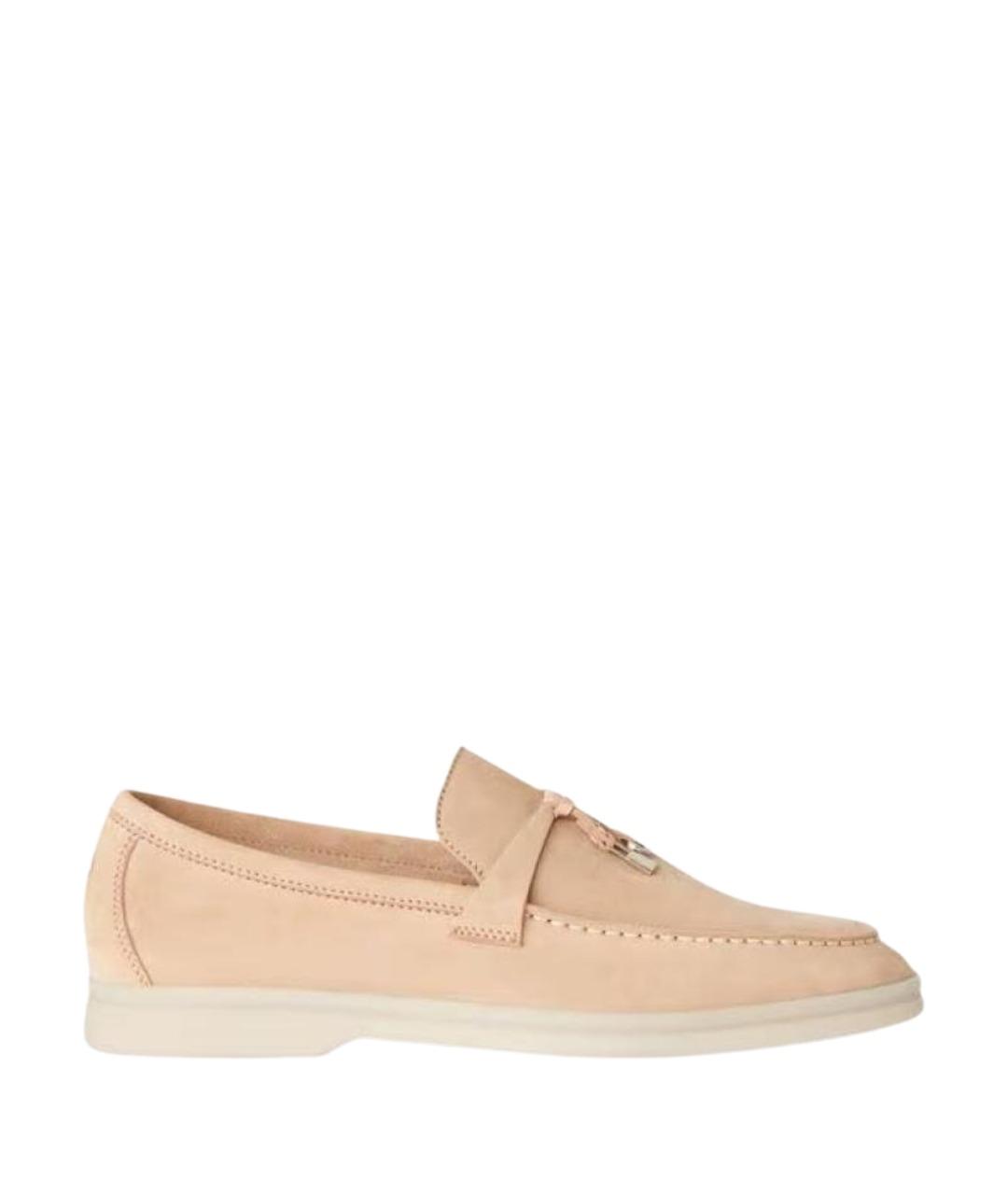 LORO PIANA Розовые замшевые лоферы, фото 1