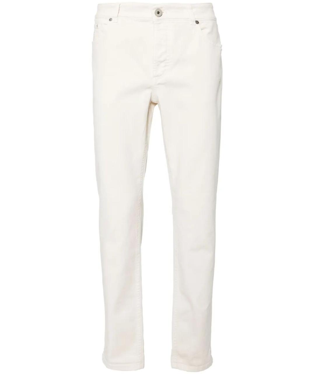 BRUNELLO CUCINELLI Белые хлопковые повседневные брюки, фото 1