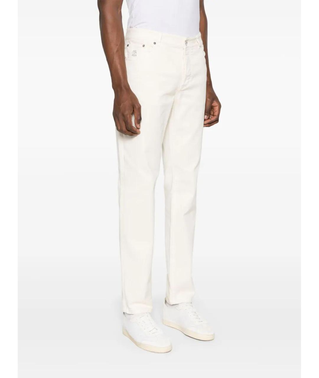 BRUNELLO CUCINELLI Белые хлопковые повседневные брюки, фото 2