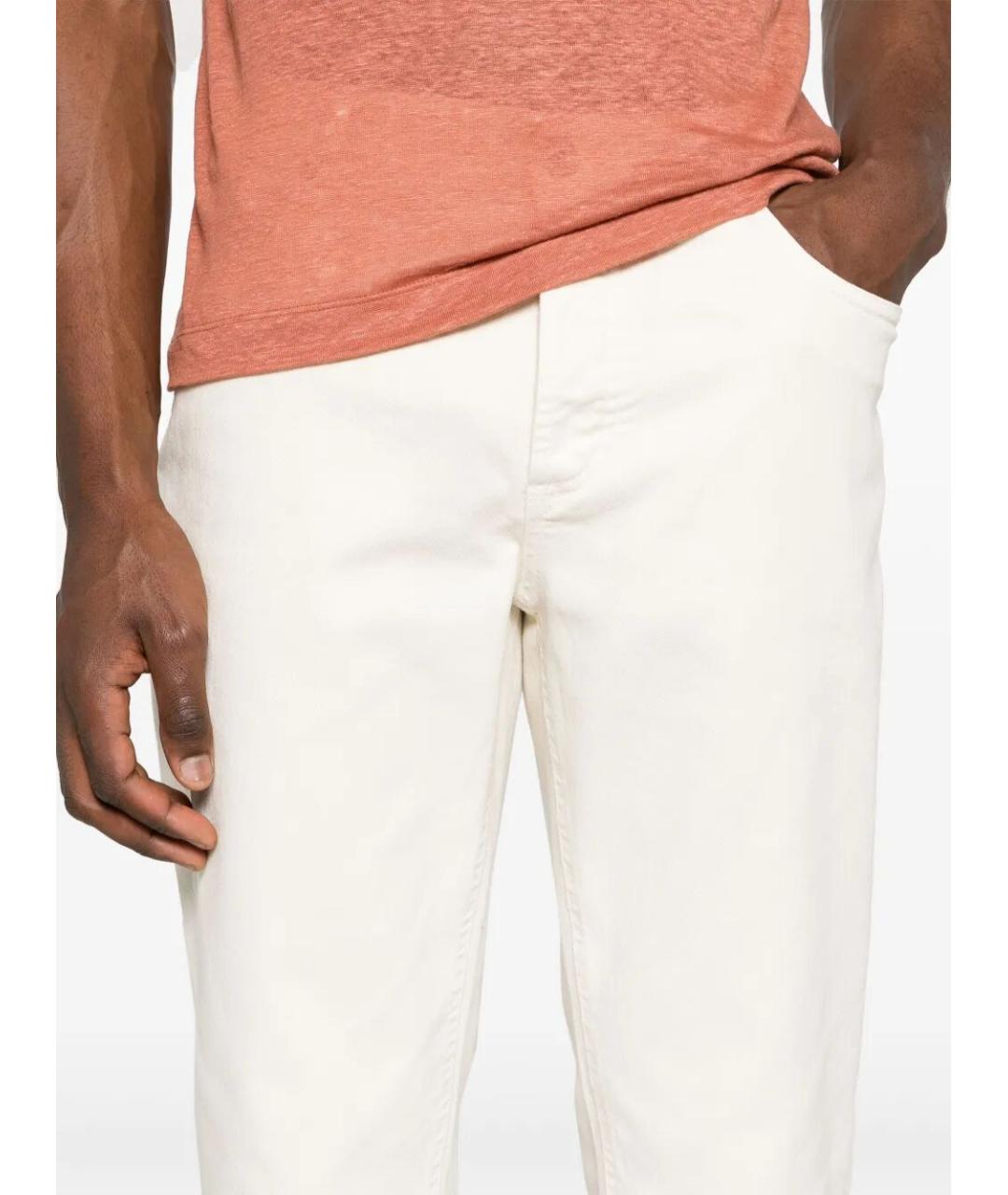 BRUNELLO CUCINELLI Белые хлопковые повседневные брюки, фото 4