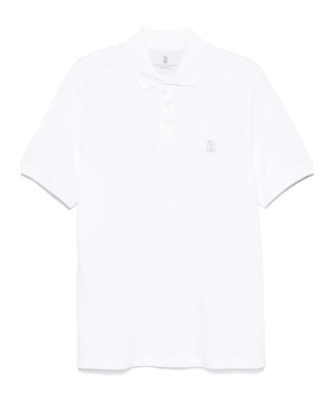 BRUNELLO CUCINELLI Белое хлопковое поло с коротким рукавом, фото 1