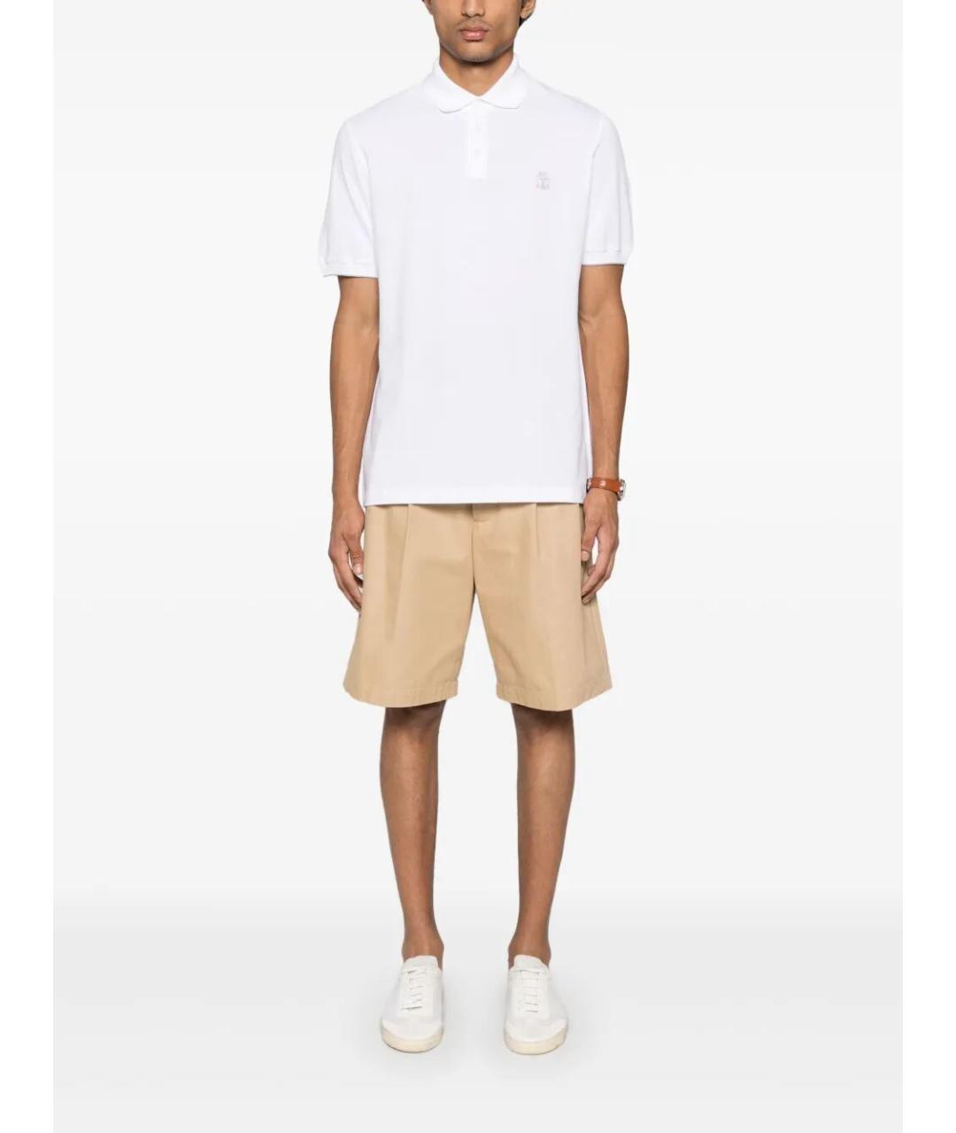 BRUNELLO CUCINELLI Белое хлопковое поло с коротким рукавом, фото 4