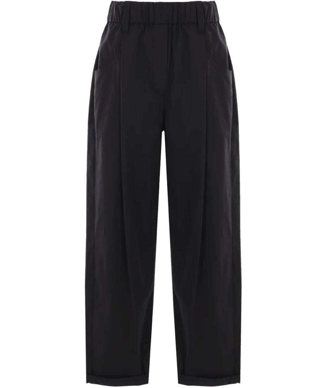 BRUNELLO CUCINELLI Черные хлопковые прямые брюки, фото 1