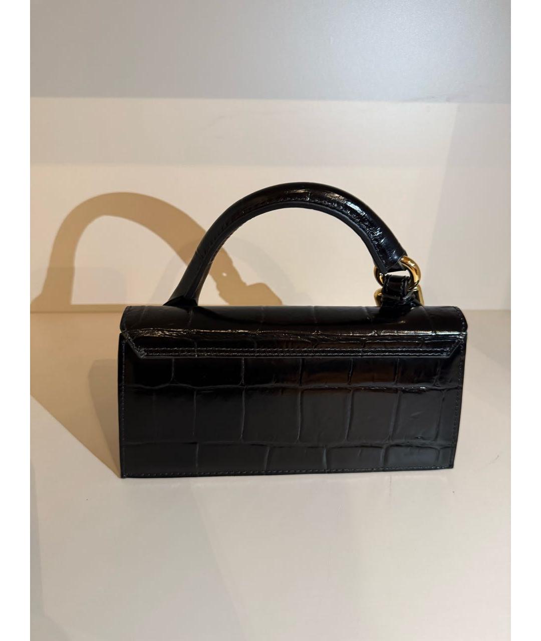 JACQUEMUS Черная сумка через плечо из лакированной кожи, фото 2