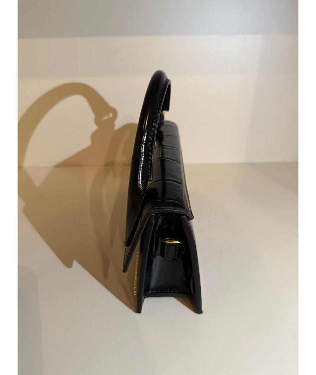 JACQUEMUS Черная сумка через плечо из лакированной кожи, фото 3