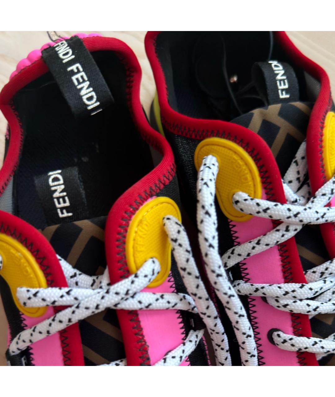 FENDI Мульти неопреновые кроссовки, фото 6