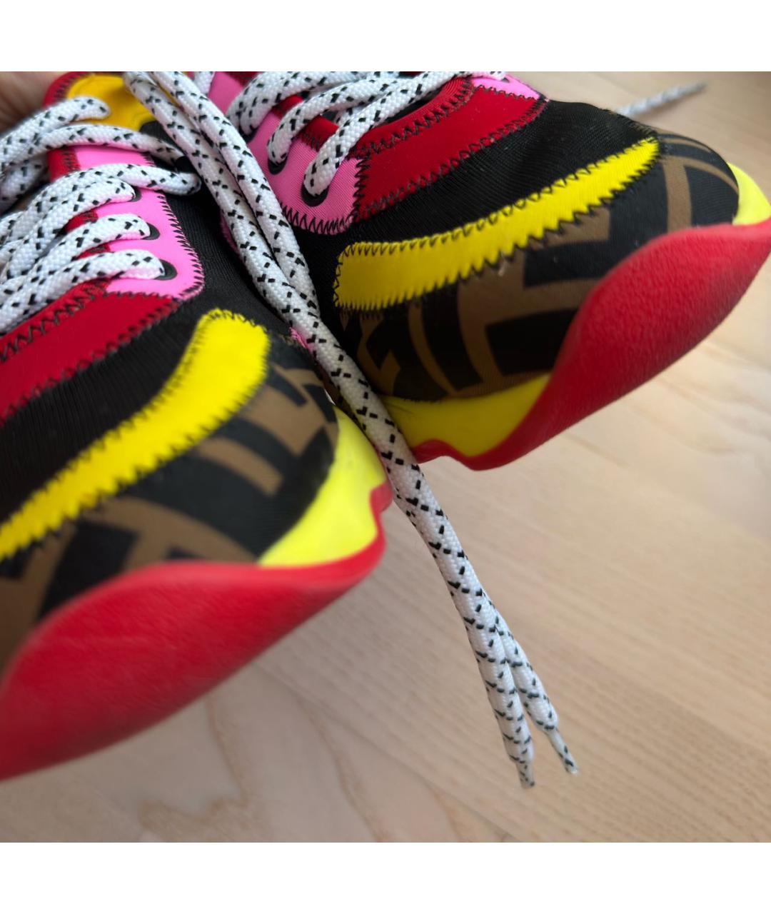 FENDI Мульти неопреновые кроссовки, фото 4