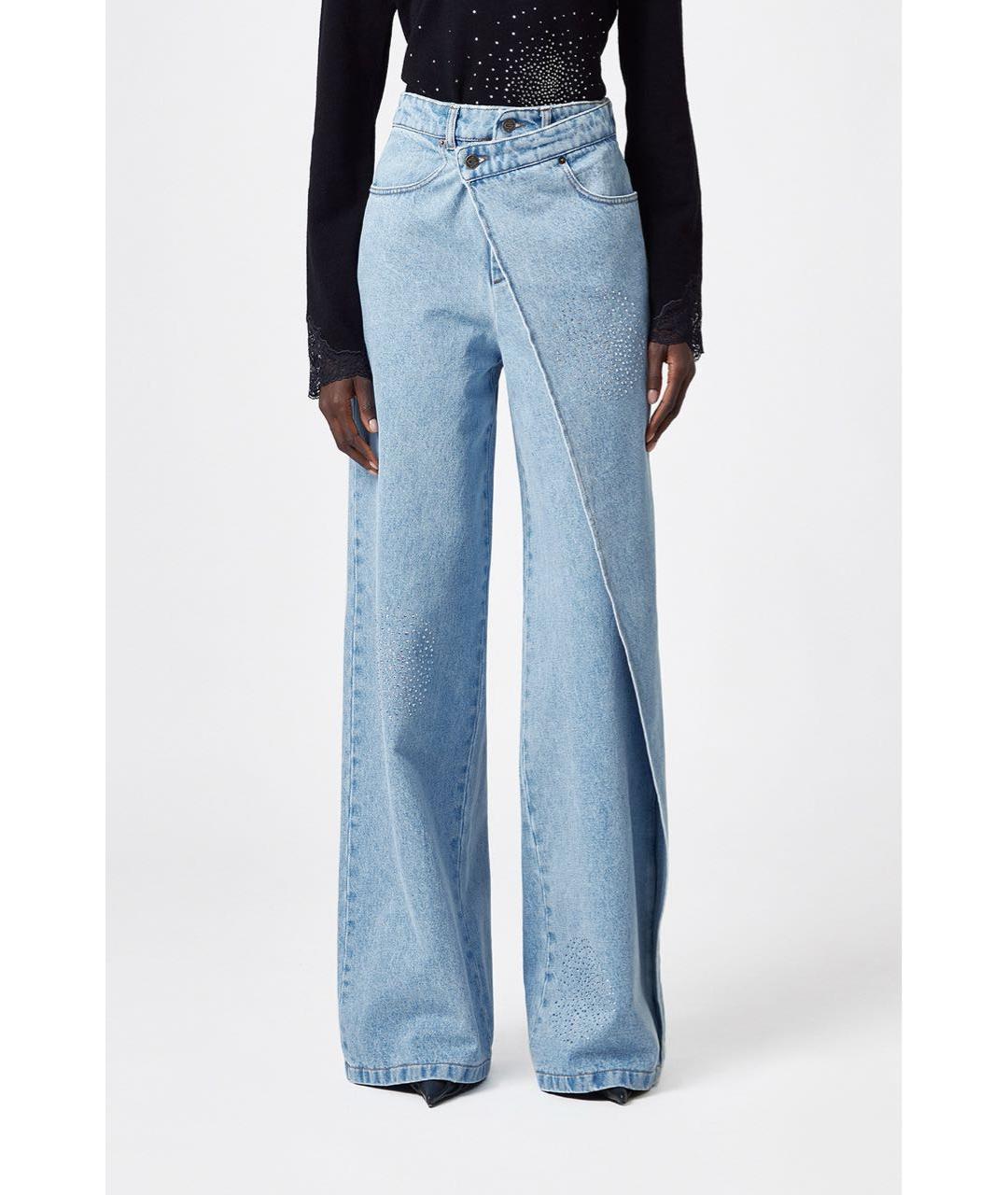 GIUSEPPE DI MORABITO Голубые хлопковые джинсы клеш, фото 3