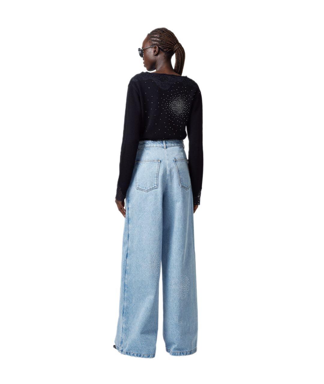 GIUSEPPE DI MORABITO Голубые хлопковые джинсы клеш, фото 4