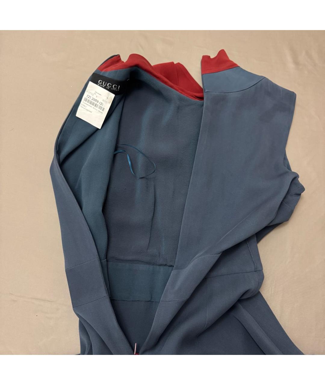 GUCCI Темно-синее шелковое повседневное платье, фото 7