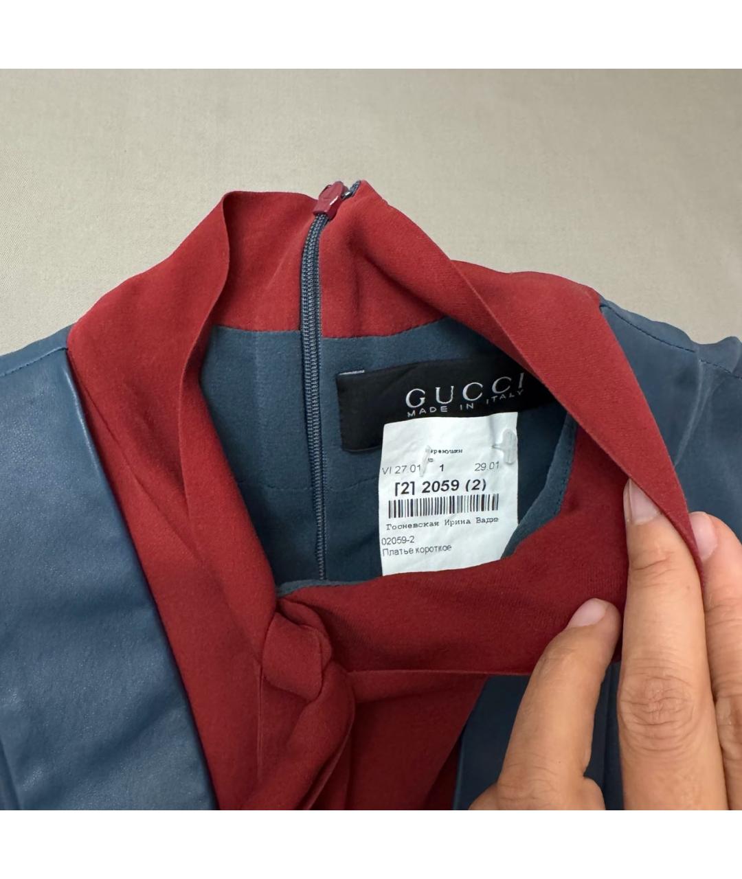 GUCCI Темно-синее шелковое повседневное платье, фото 8