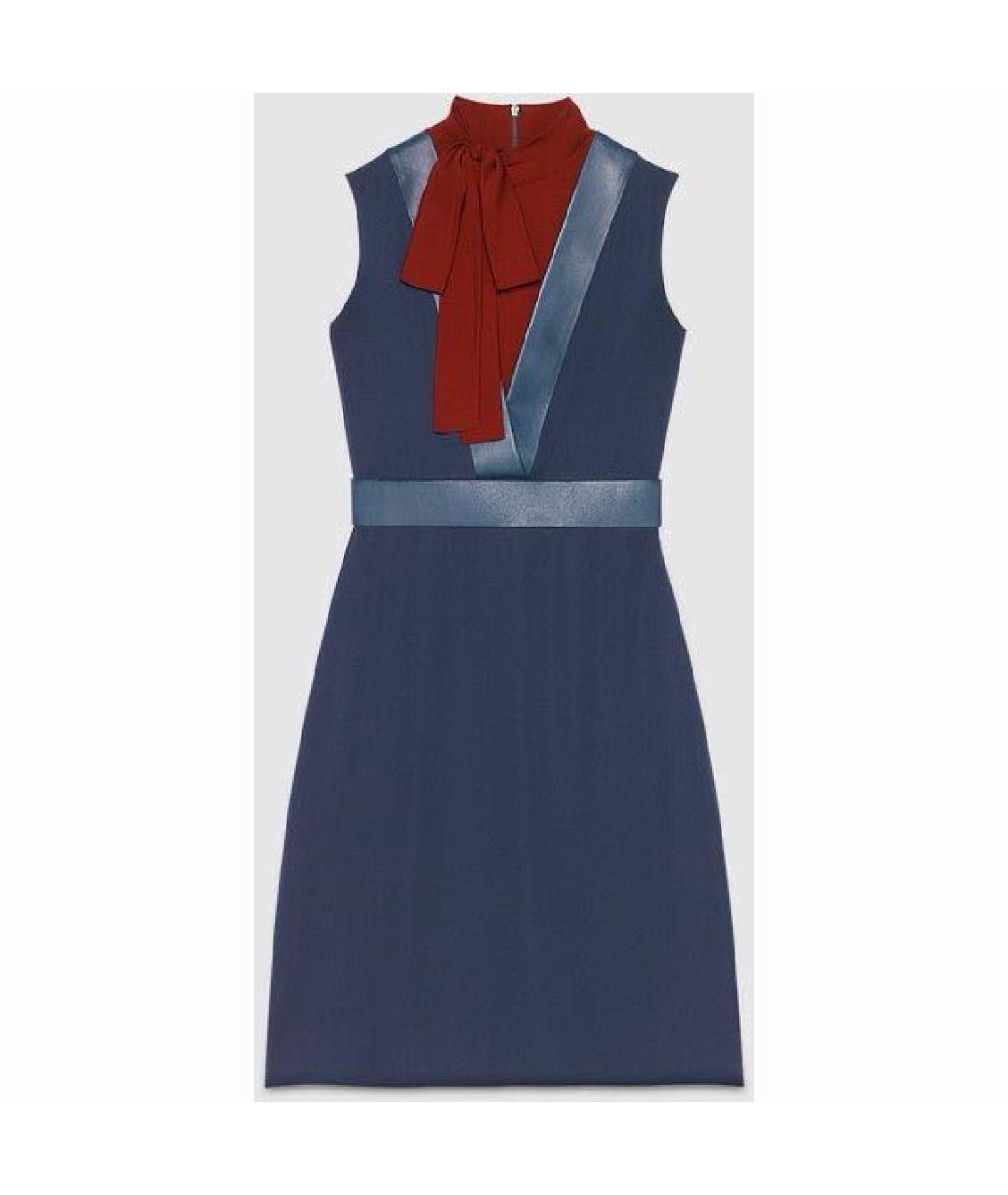 GUCCI Темно-синее шелковое повседневное платье, фото 9