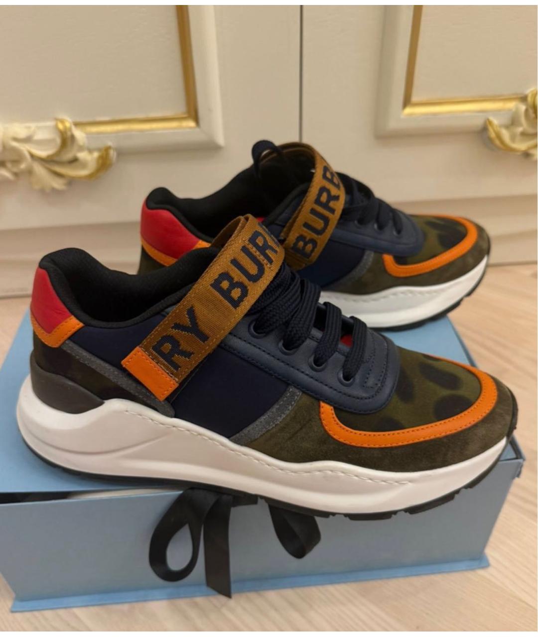 BURBERRY Хаки замшевые кроссовки, фото 3