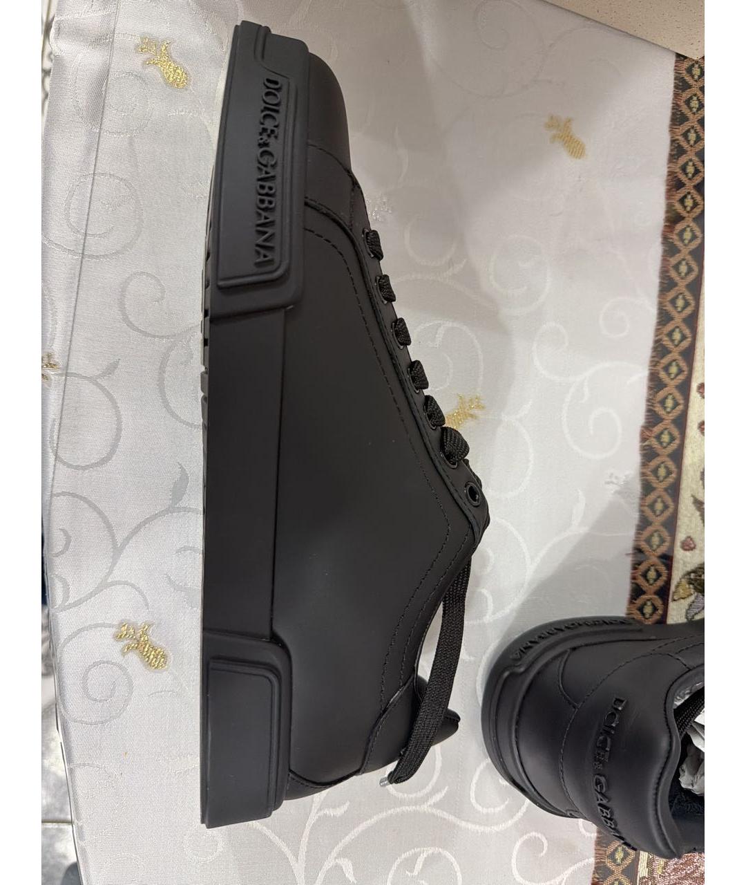 DOLCE&GABBANA Черные кожаные низкие кроссовки / кеды, фото 3