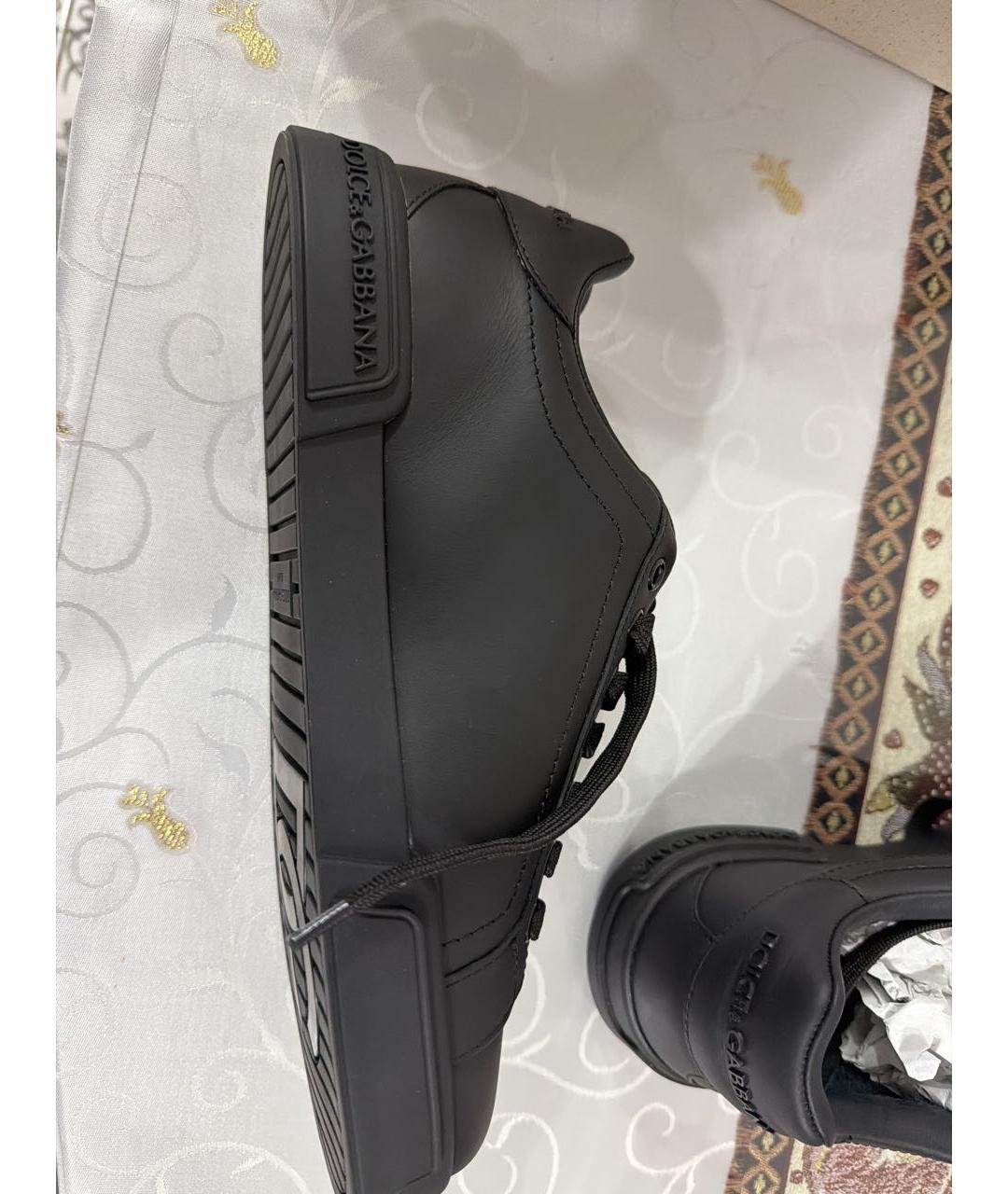 DOLCE&GABBANA Черные кожаные низкие кроссовки / кеды, фото 4