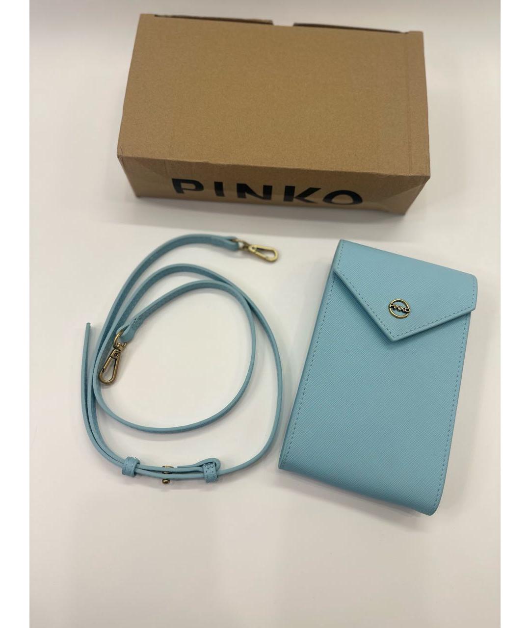 PINKO Голубая кожаная сумка через плечо, фото 5