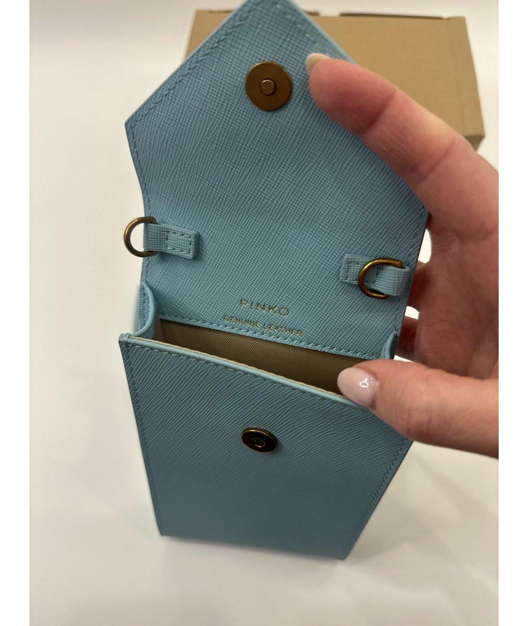 PINKO Голубая кожаная сумка через плечо, фото 4