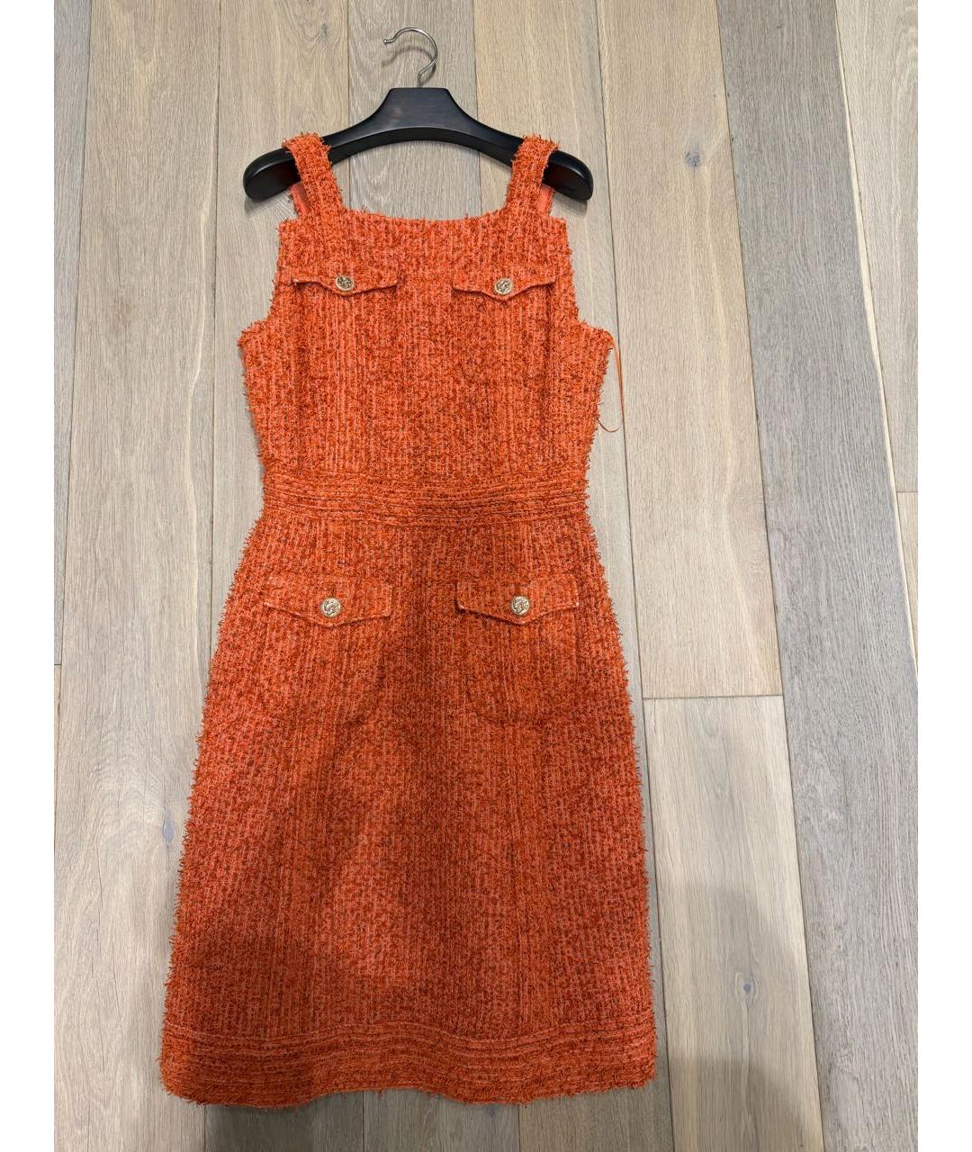 CHANEL Оранжевый твидовый сарафан, фото 9