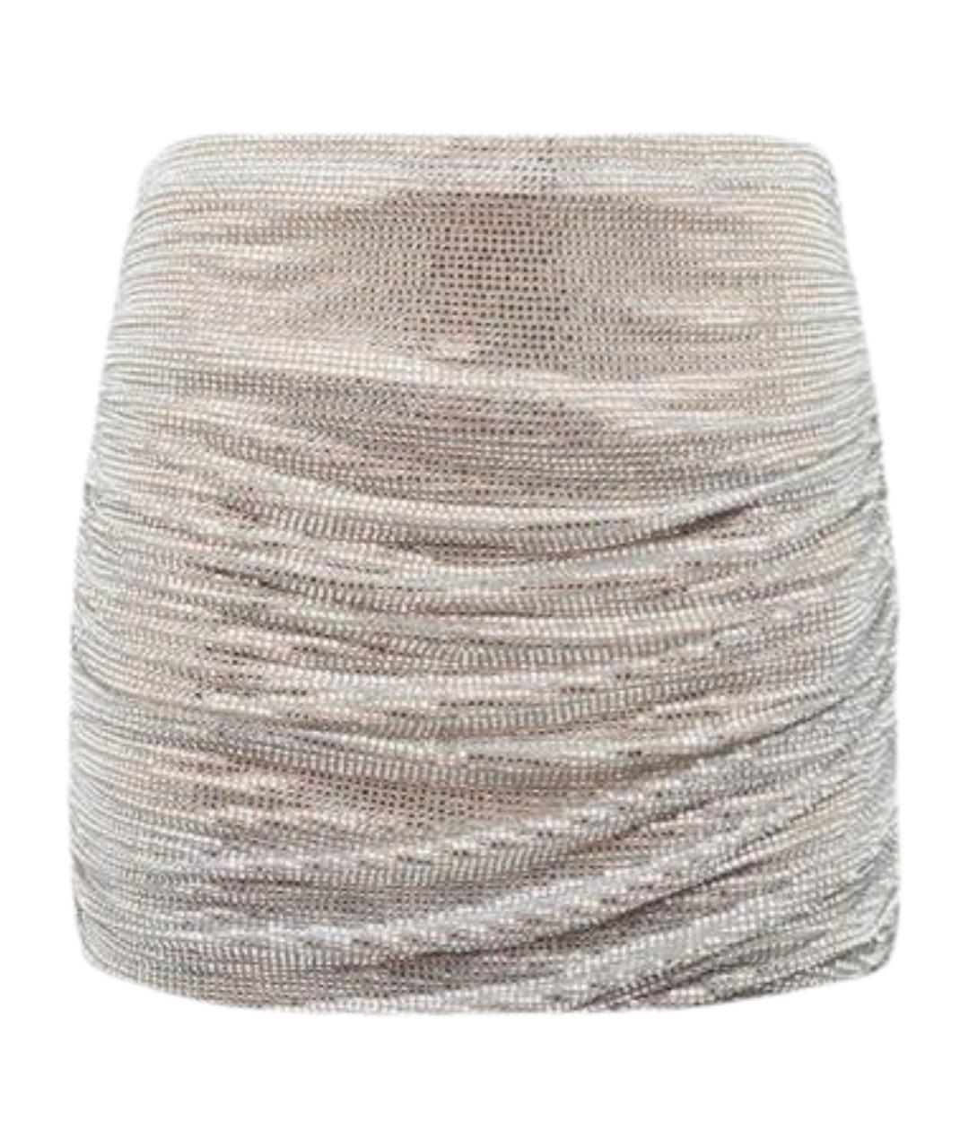 GIUSEPPE DI MORABITO Серебряная полиамидовая юбка мини, фото 1