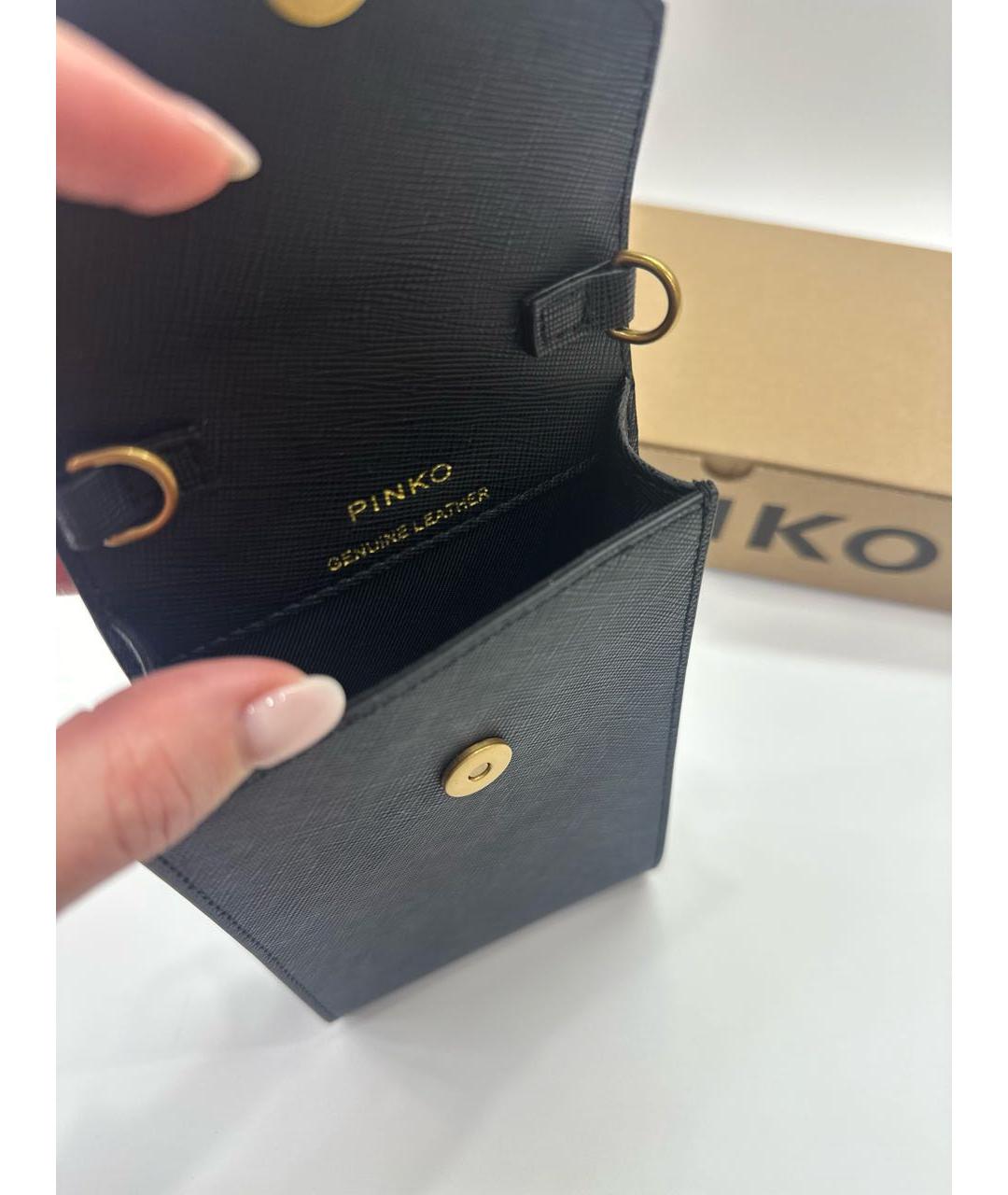 PINKO Черная кожаная сумка через плечо, фото 4