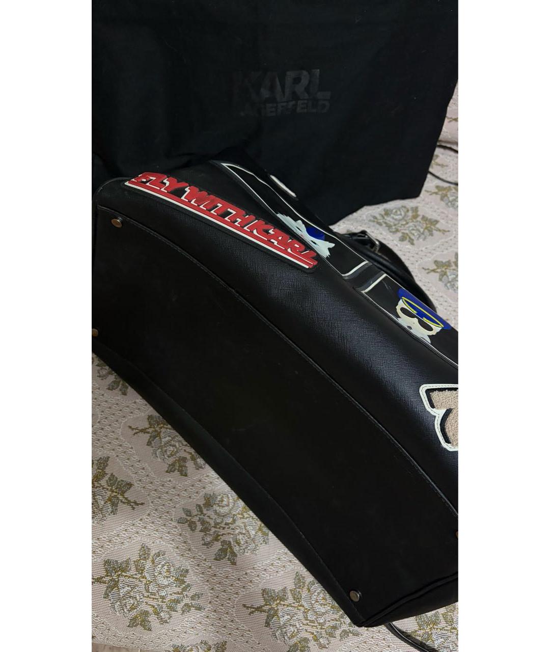 KARL LAGERFELD Черная дорожная/спортивная сумка из искусственной кожи, фото 3