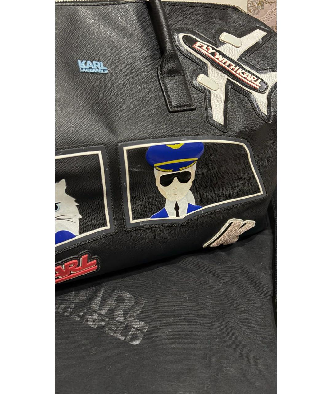 KARL LAGERFELD Черная дорожная/спортивная сумка из искусственной кожи, фото 6