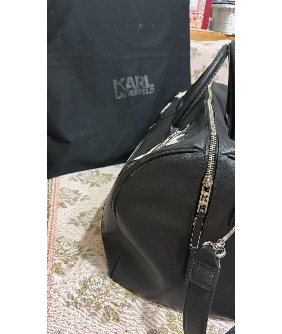 KARL LAGERFELD Черная дорожная/спортивная сумка из искусственной кожи, фото 2