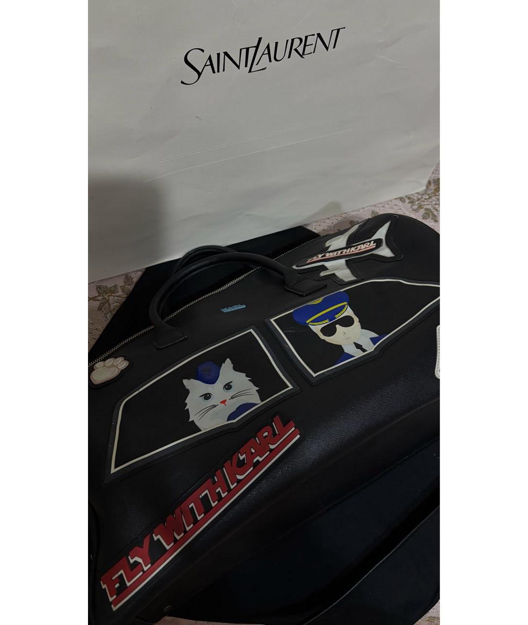 KARL LAGERFELD Черная дорожная/спортивная сумка из искусственной кожи, фото 5