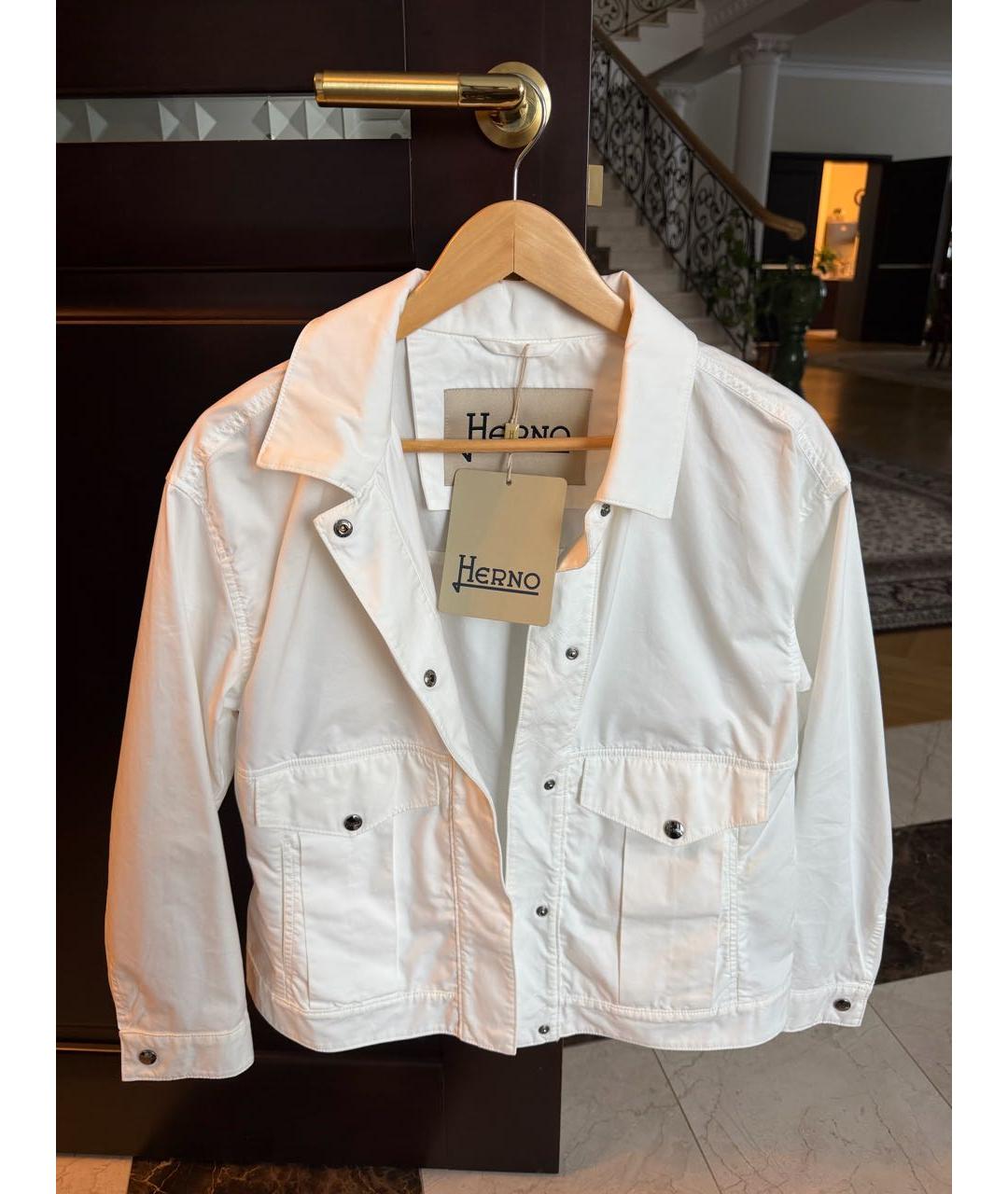 HERNO Белая хлопковая куртка, фото 5