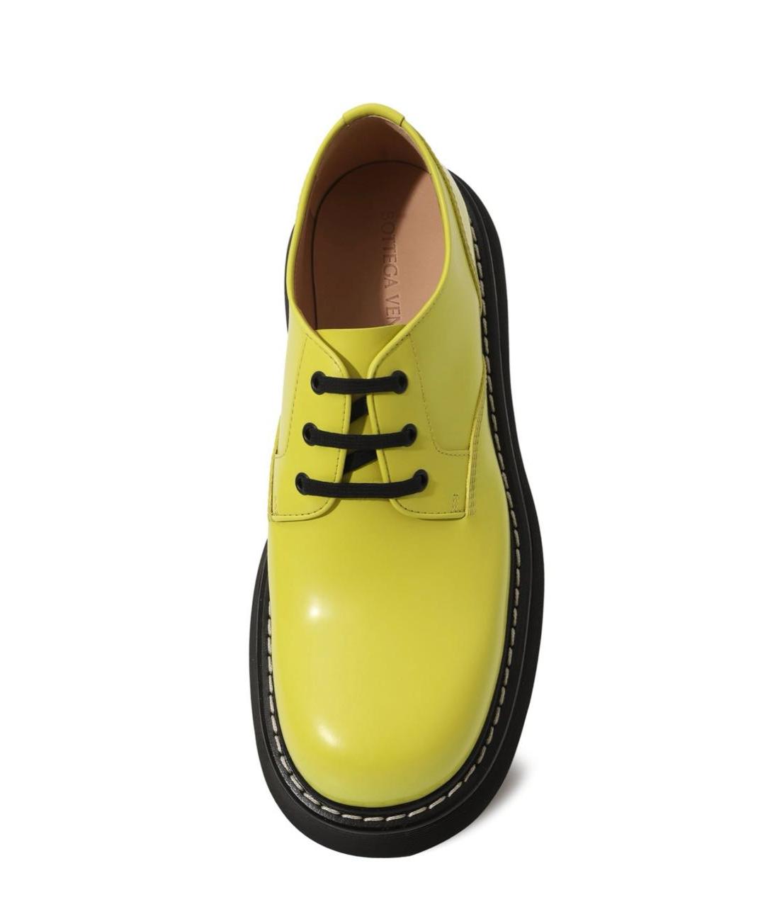 BOTTEGA VENETA Салатовые низкие ботинки из лакированной кожи, фото 4
