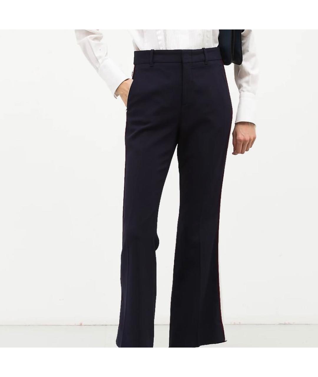 GUCCI Темно-синие вискозные прямые брюки, фото 2