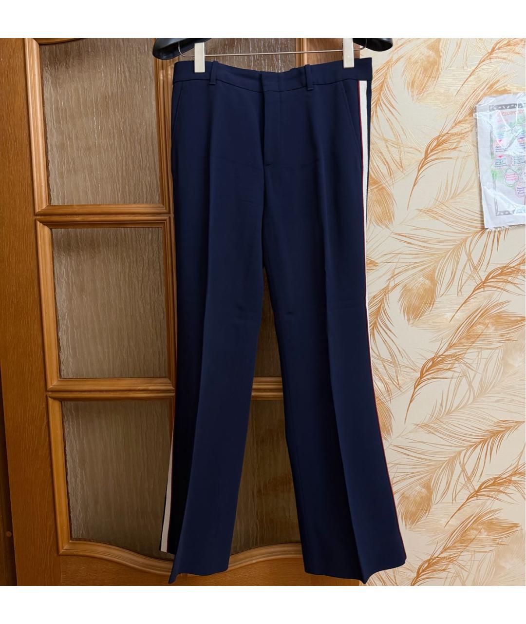 GUCCI Темно-синие вискозные прямые брюки, фото 6