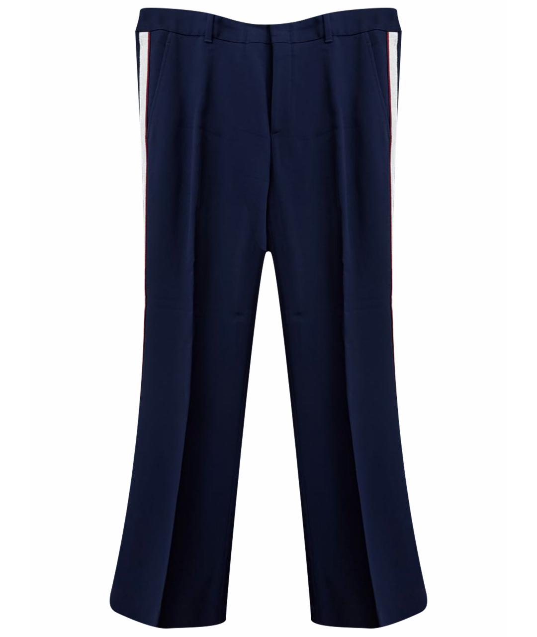 GUCCI Темно-синие вискозные прямые брюки, фото 1