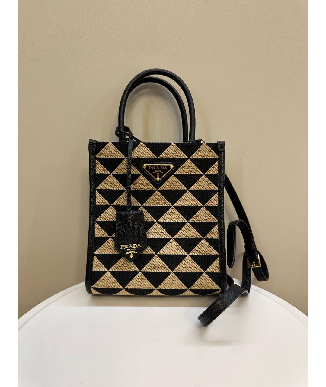 PRADA Мульти жаккардовая сумка с короткими ручками, фото 6