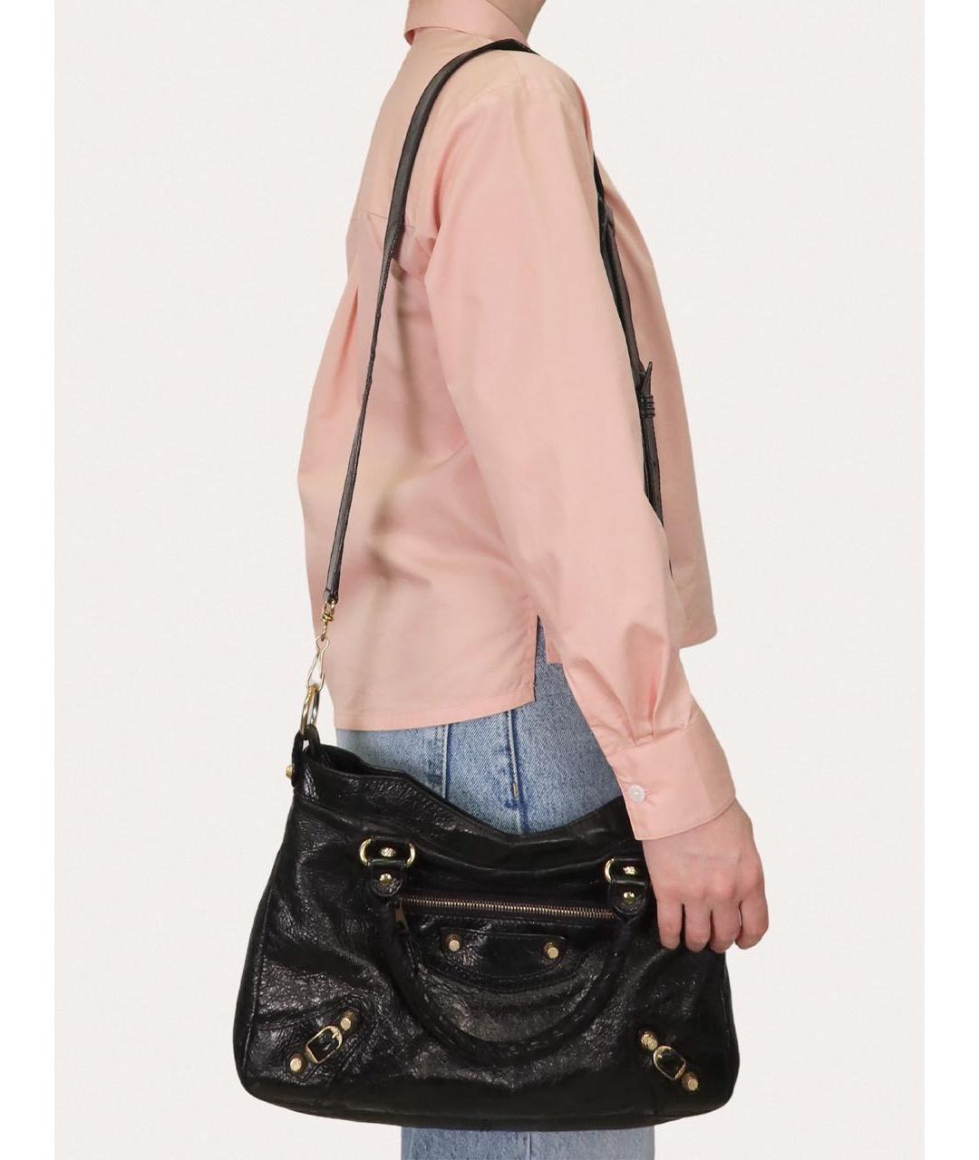BALENCIAGA Черная кожаная сумка через плечо, фото 8