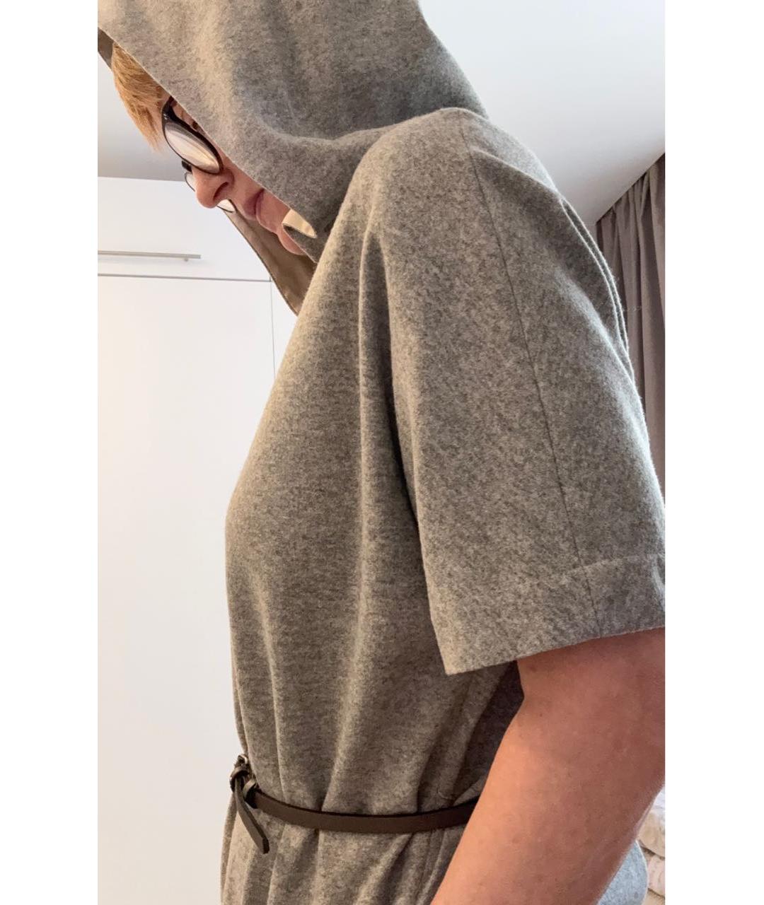 PESERICO Серое шерстяное повседневное платье, фото 5