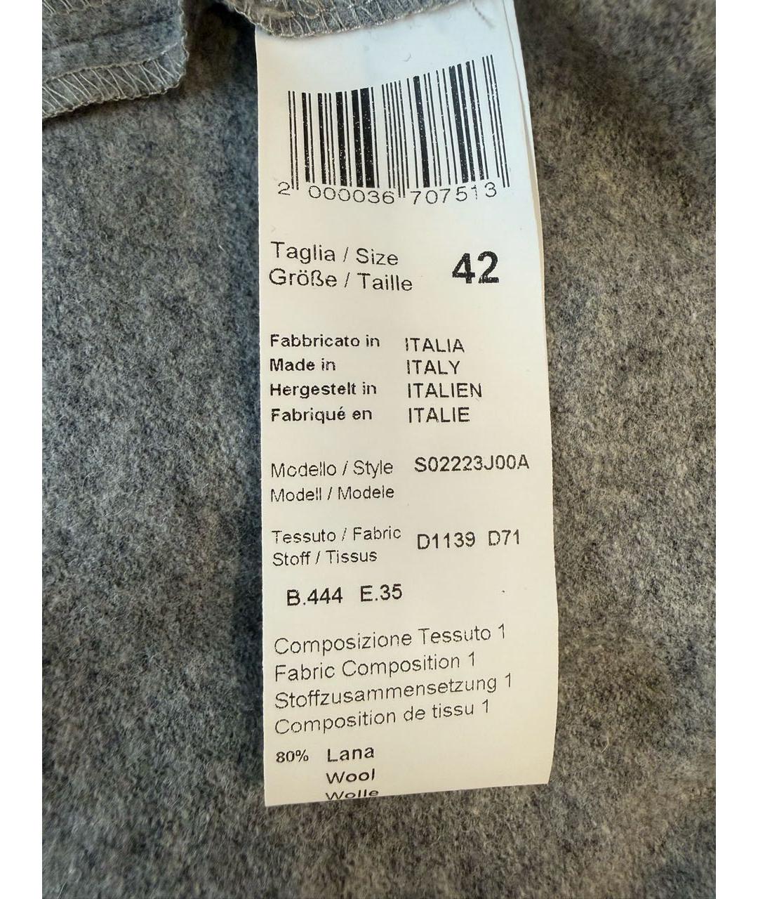 PESERICO Серое шерстяное повседневное платье, фото 7