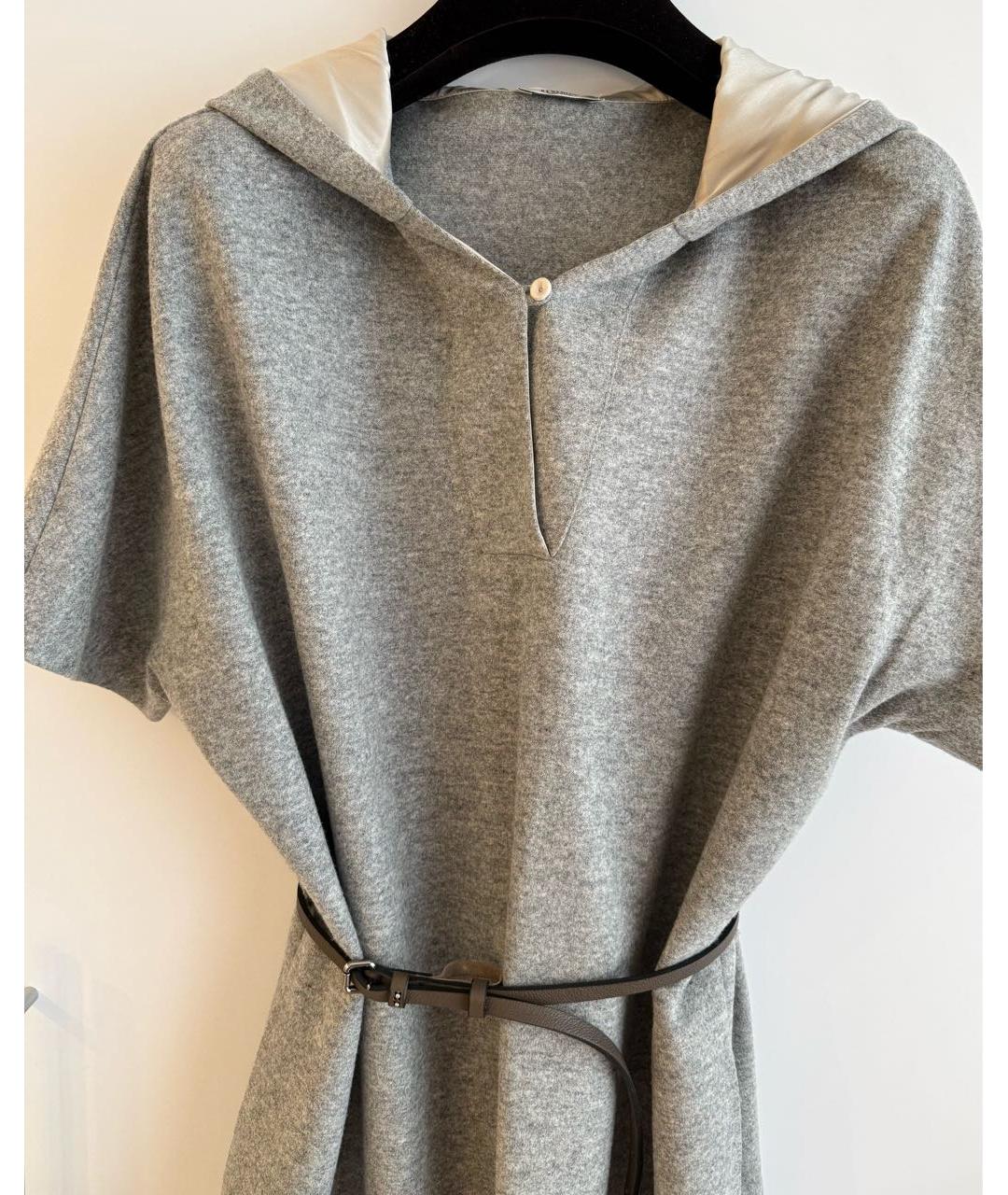 PESERICO Серое шерстяное повседневное платье, фото 3