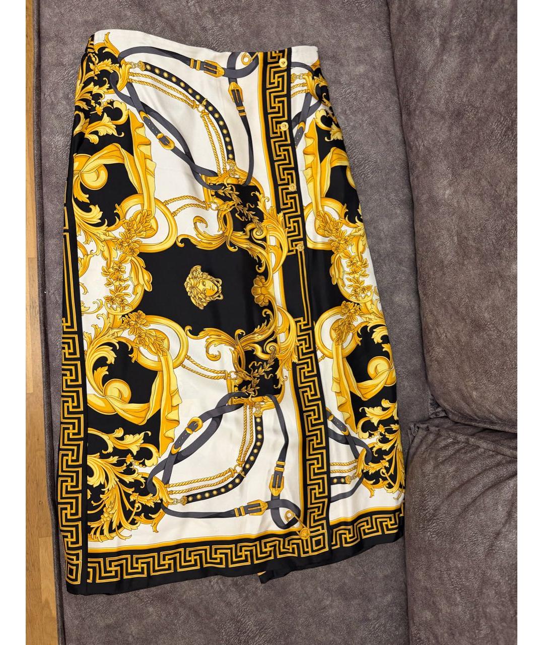 VERSACE Золотые шелковые капри, фото 5