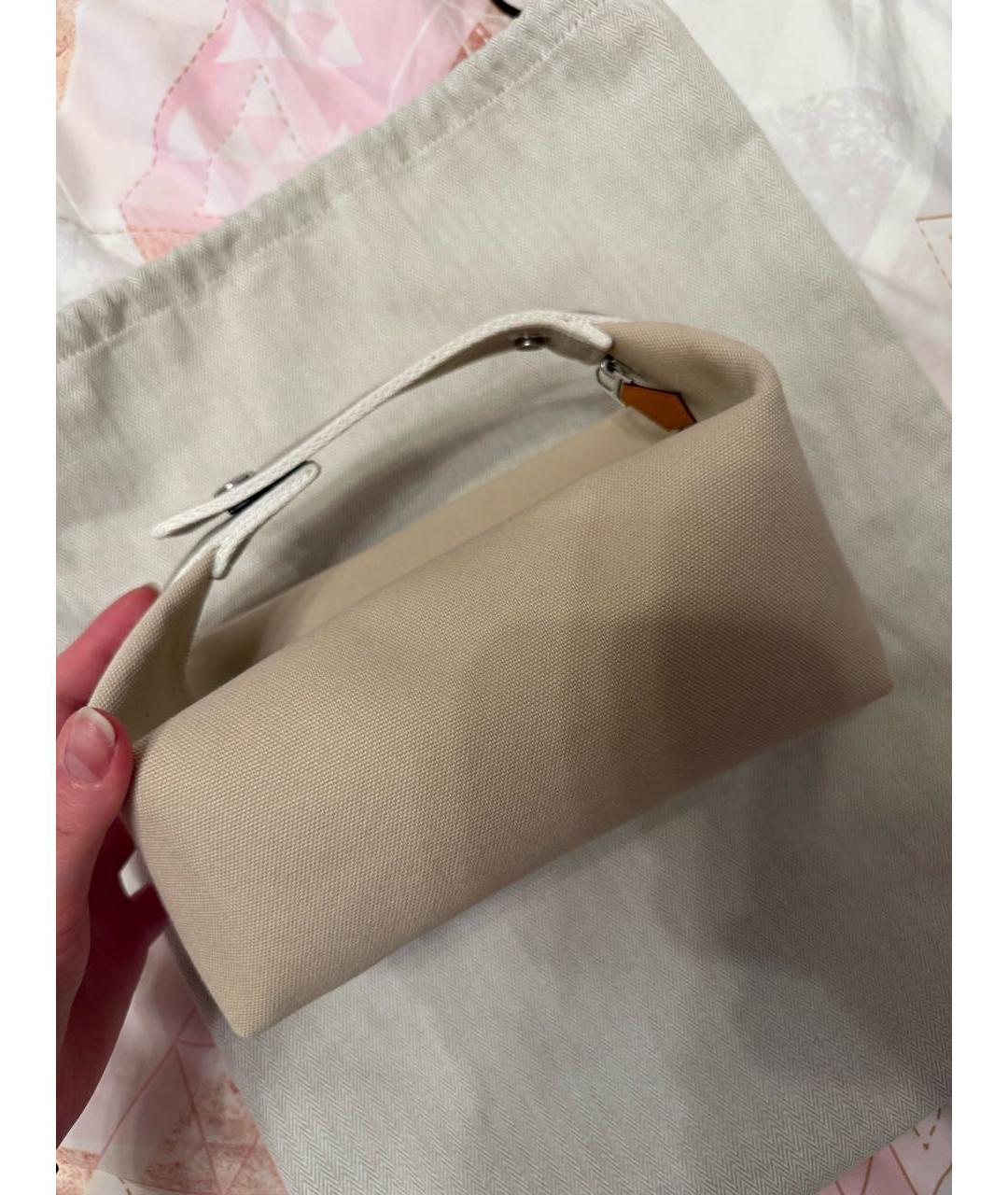 HERMES Бежевая хлопковая косметичка, фото 3