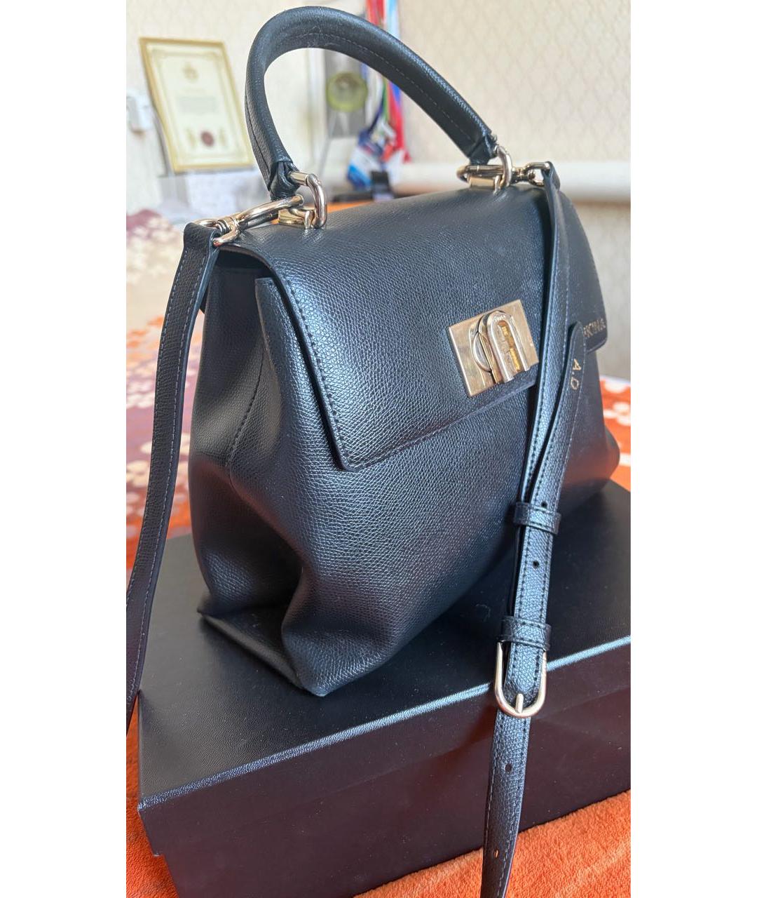 FURLA Черная кожаная сумка с короткими ручками, фото 2