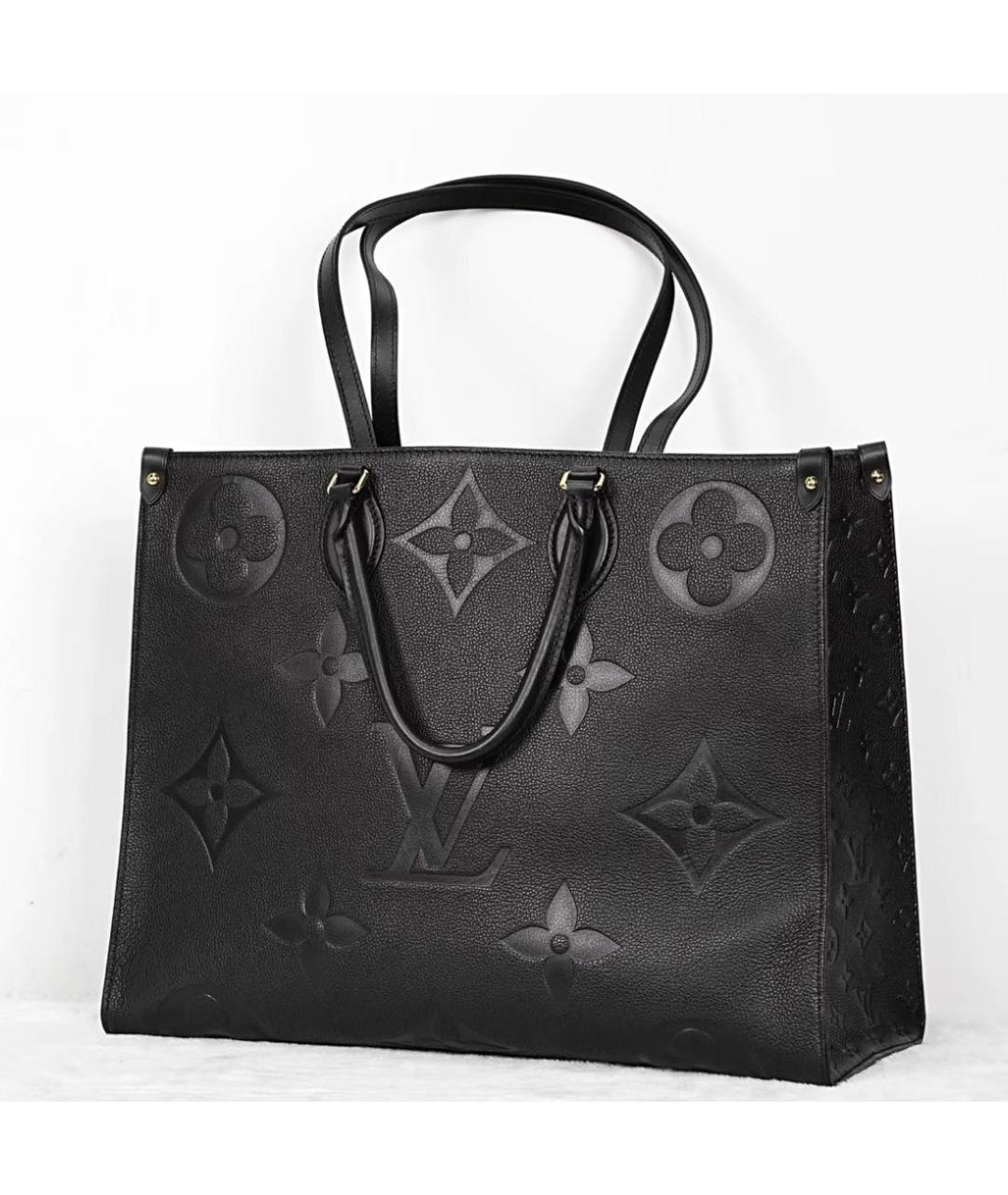 LOUIS VUITTON Черная кожаная сумка тоут, фото 4