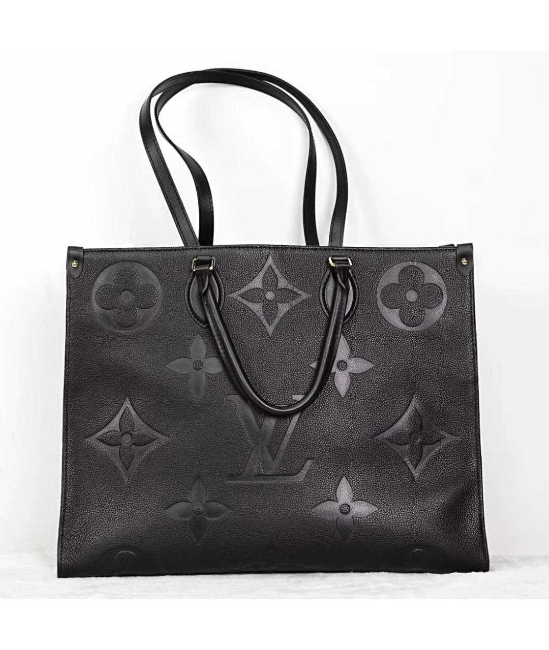 LOUIS VUITTON Черная кожаная сумка тоут, фото 5