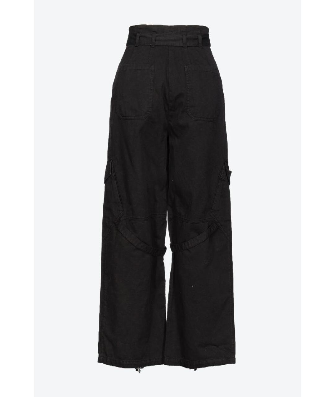 PINKO Черные хлопковые брюки широкие, фото 2