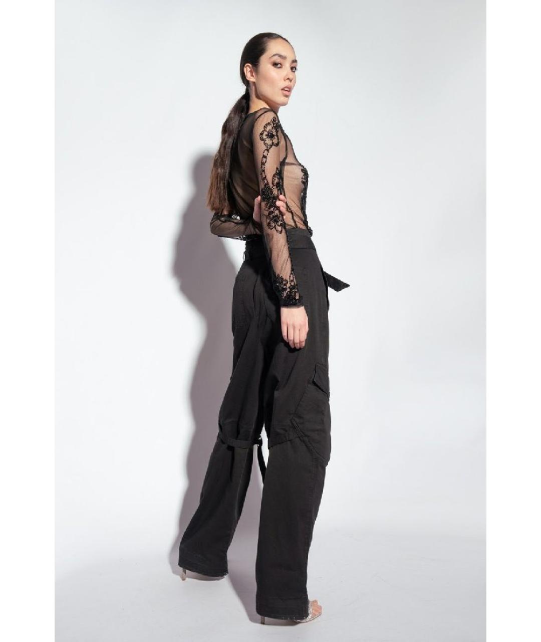 PINKO Черные хлопковые брюки широкие, фото 7