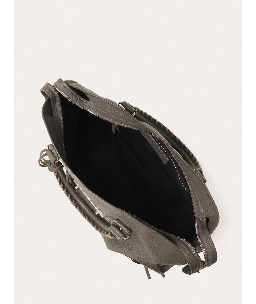 BALENCIAGA Серая кожаная сумка через плечо, фото 4