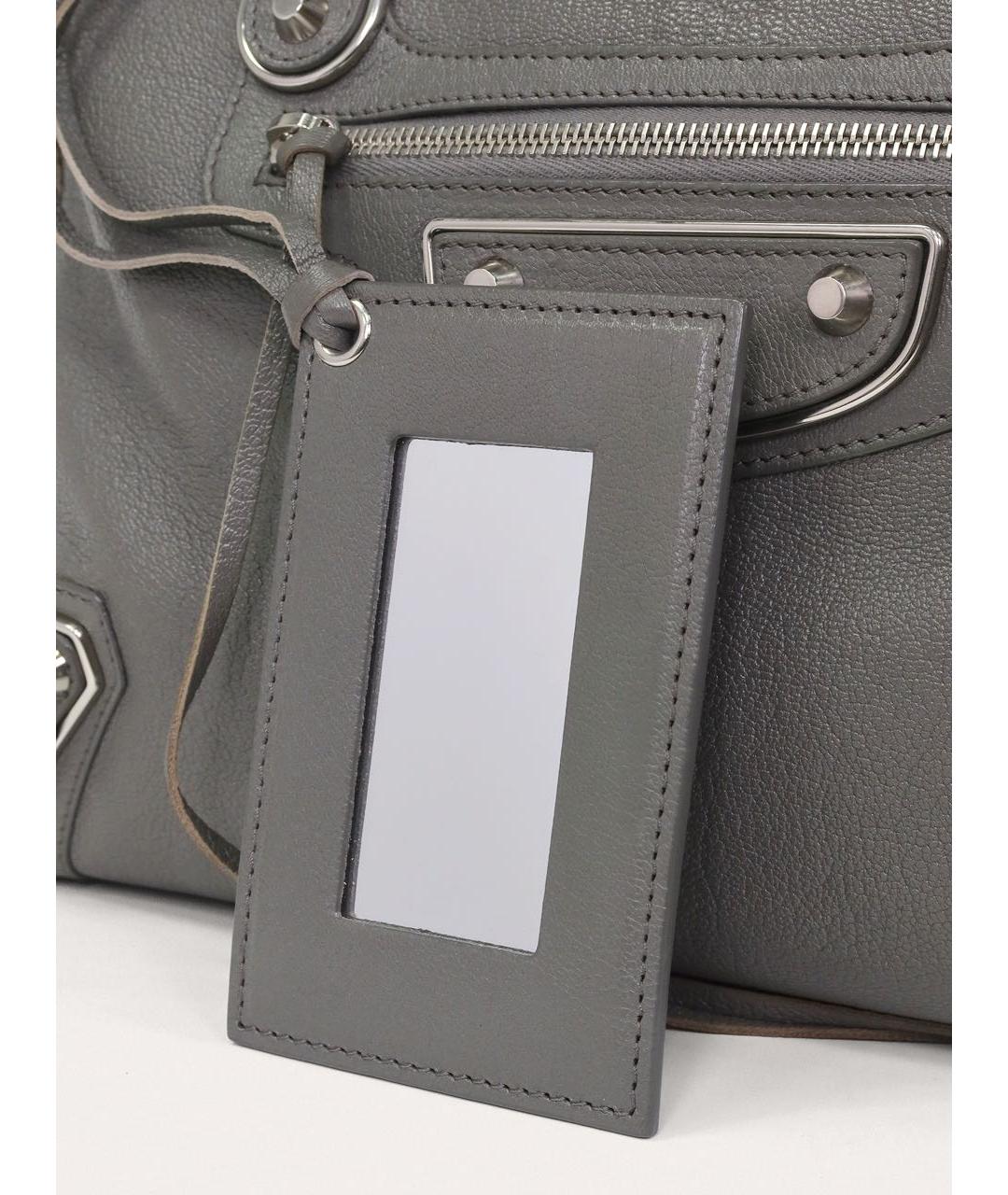 BALENCIAGA Серая кожаная сумка через плечо, фото 6