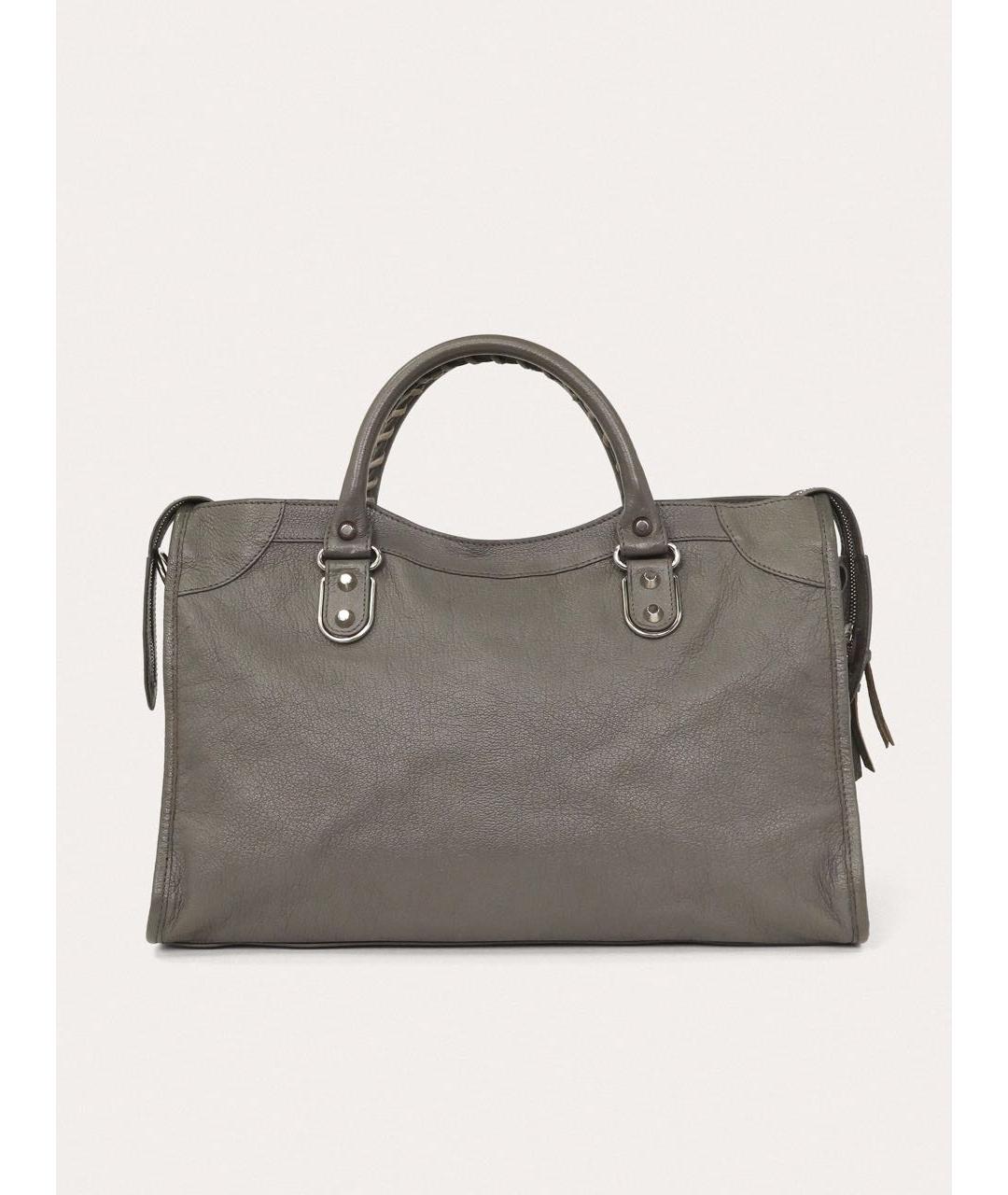 BALENCIAGA Серая кожаная сумка через плечо, фото 3